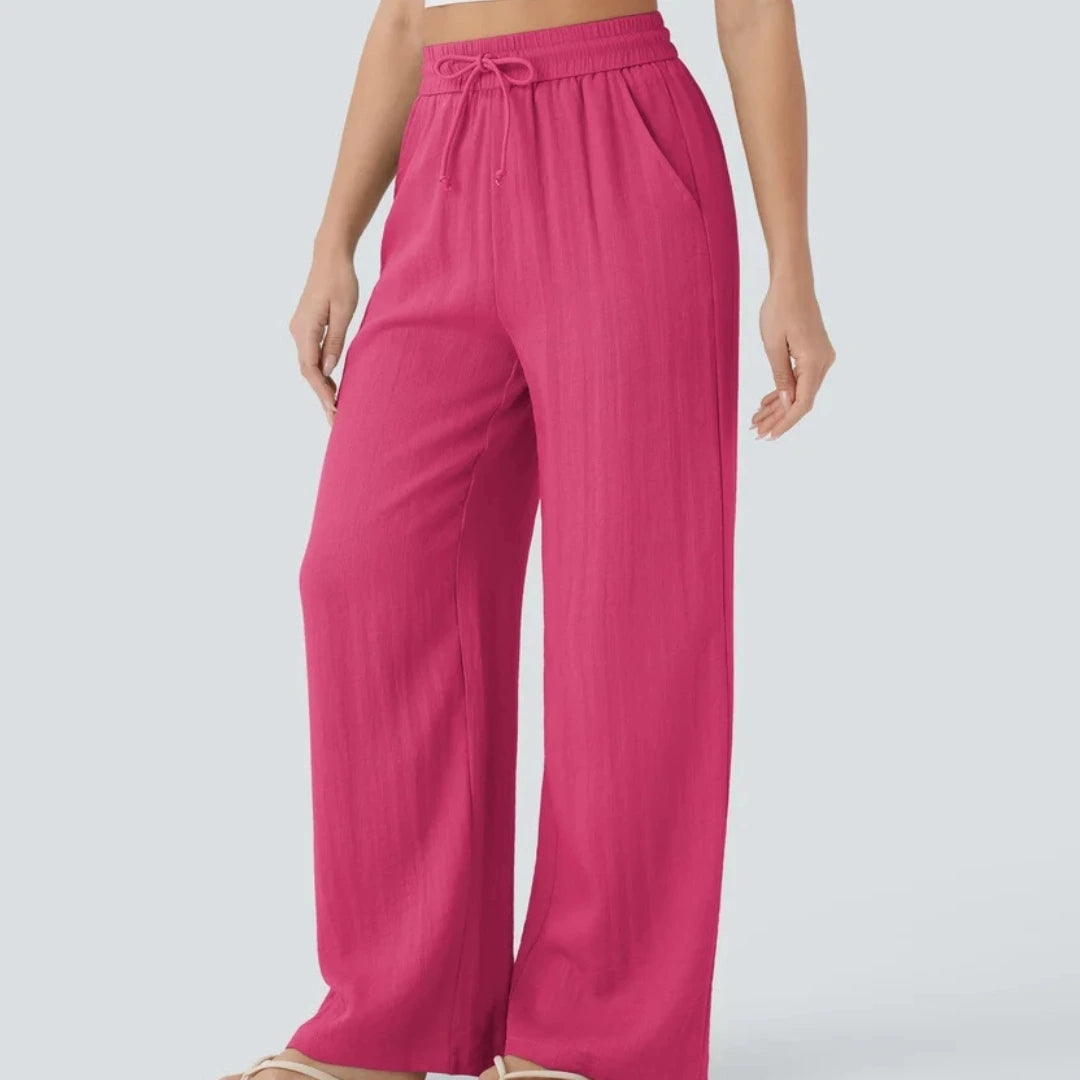 Lässige Hose mit hoher Taille und Kordelzug