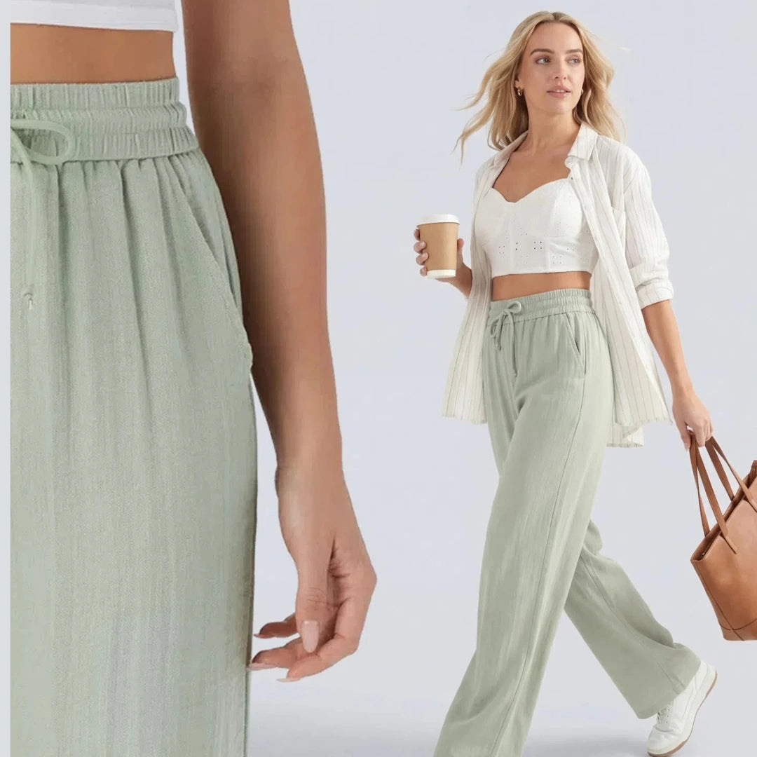 Lässige Hose mit hoher Taille und Kordelzug