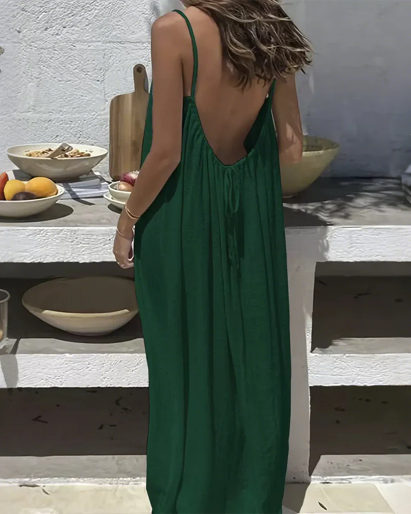 Einfarbiges rückenfreies Cami-Kleid für Damen