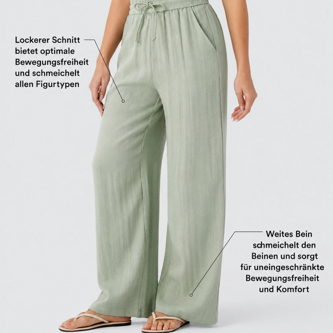 Lässige Hose mit hoher Taille und Kordelzug