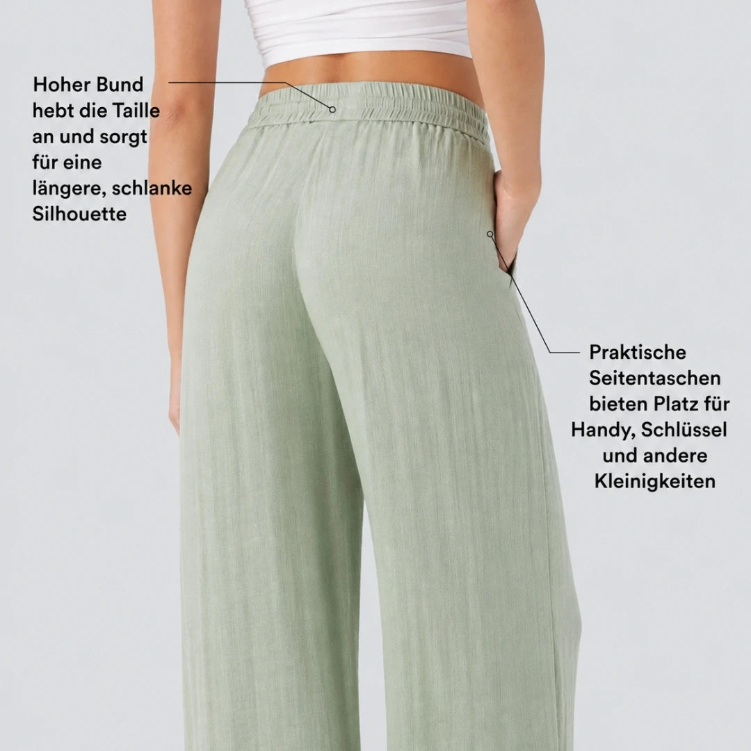 Lässige Hose mit hoher Taille und Kordelzug