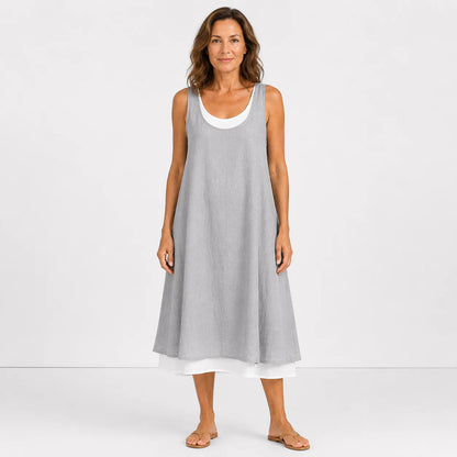 Lässiges ärmelloses Colorblock-Minikleid für Damen (Urlaubsstil)