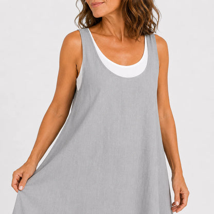 Lässiges ärmelloses Colorblock-Minikleid für Damen (Urlaubsstil)