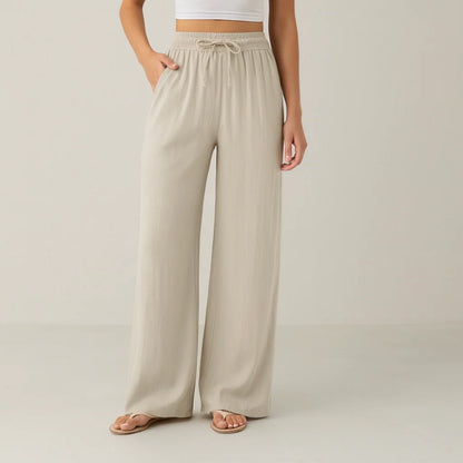 Lässige Hose mit hoher Taille und Kordelzug
