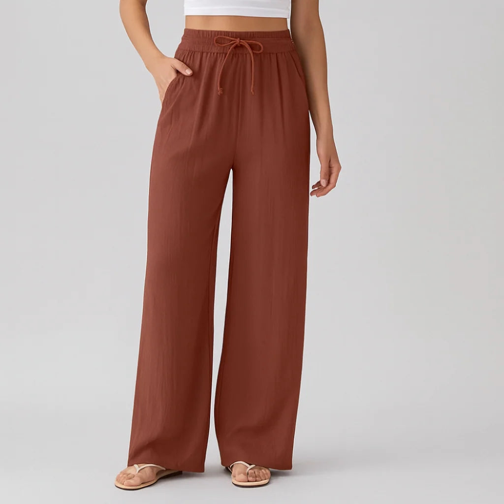 Lässige Hose mit hoher Taille und Kordelzug