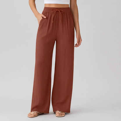Lässige Hose mit hoher Taille und Kordelzug