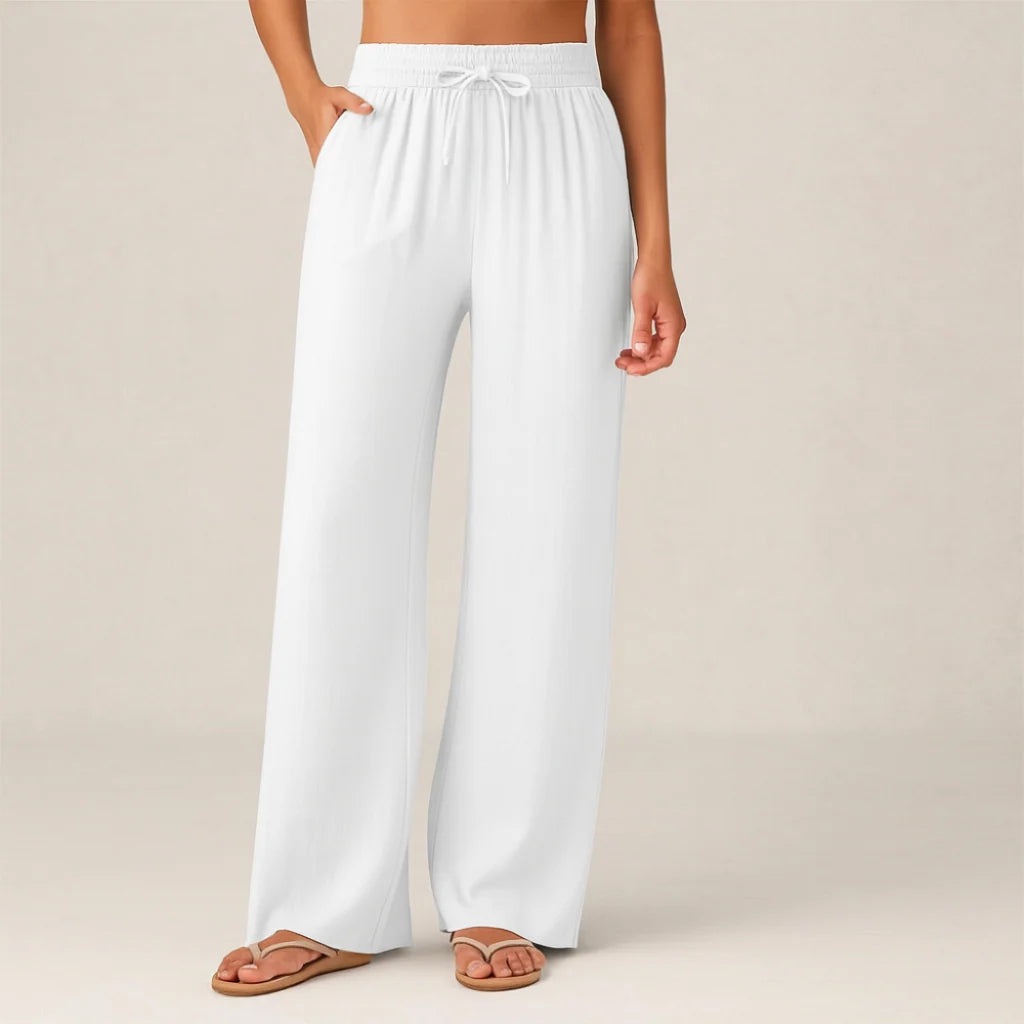 Lässige Hose mit hoher Taille und Kordelzug