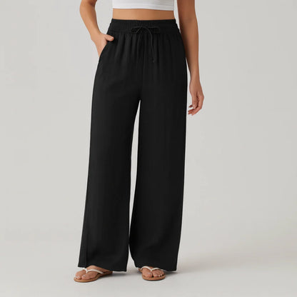Lässige Hose mit hoher Taille und Kordelzug