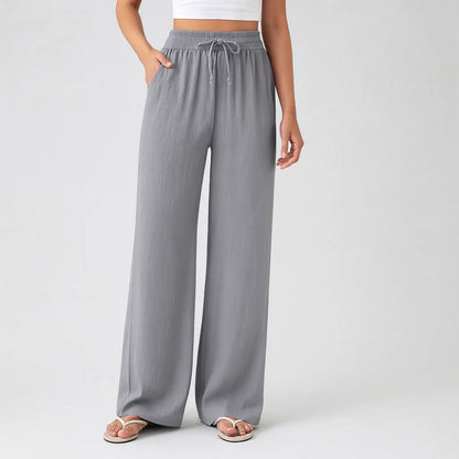 Lässige Hose mit hoher Taille und Kordelzug