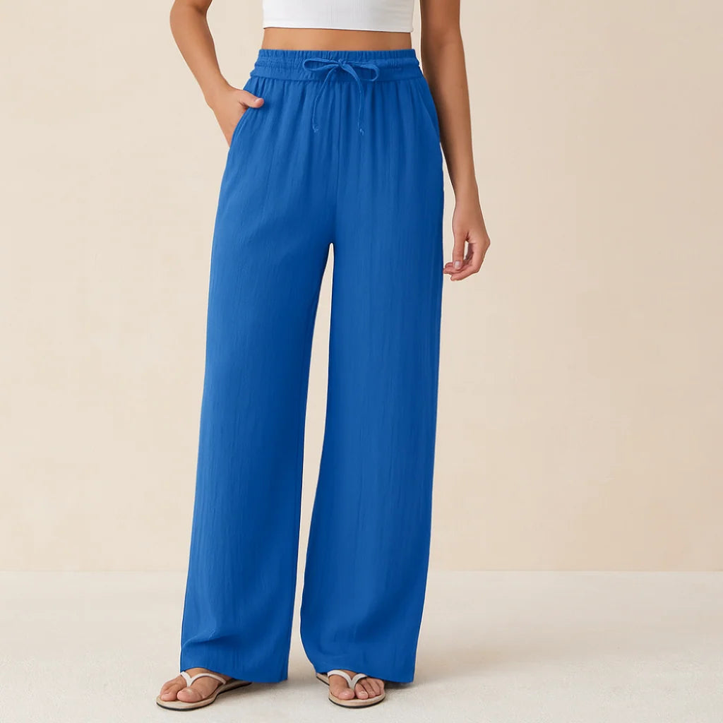 Lässige Hose mit hoher Taille und Kordelzug