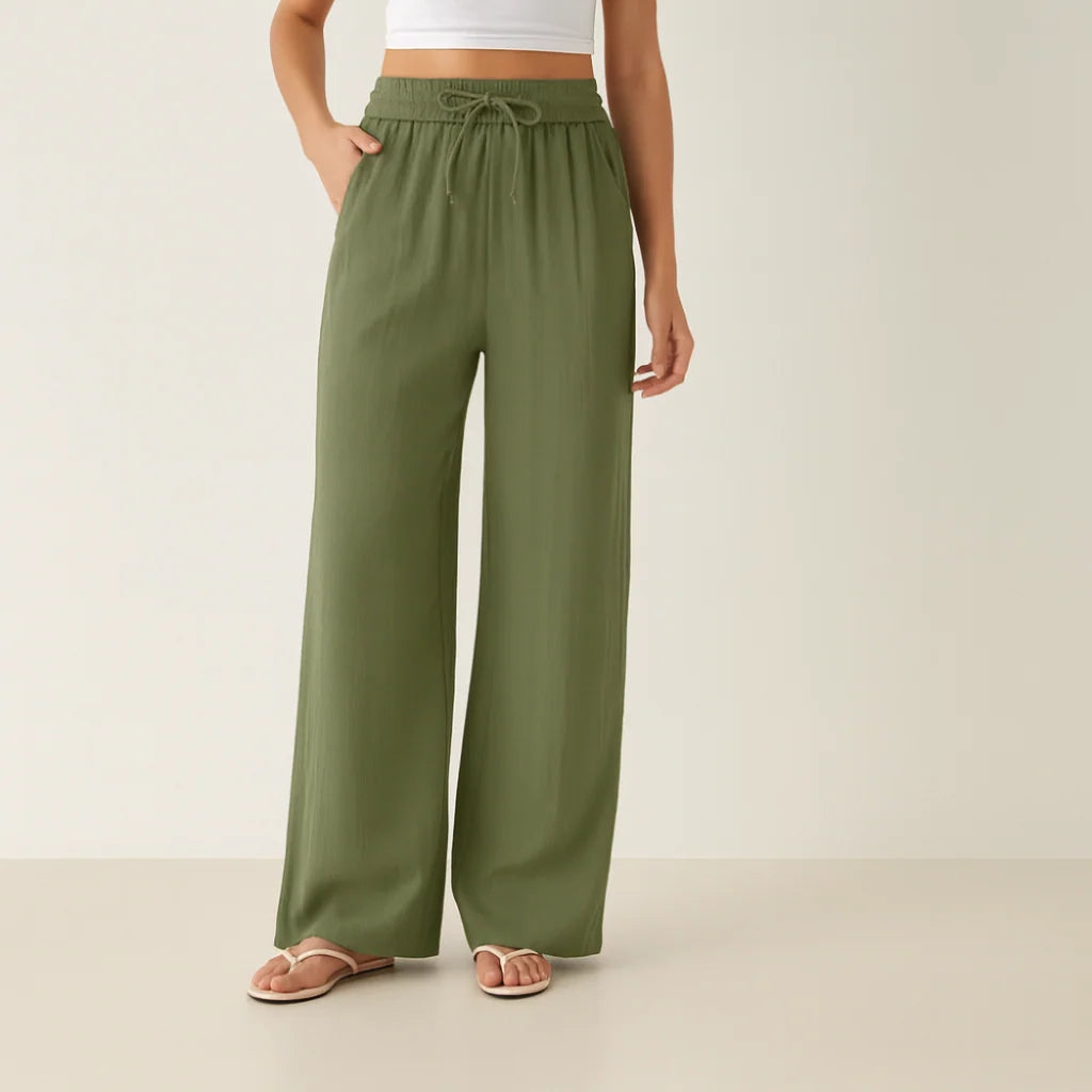 Lässige Hose mit hoher Taille und Kordelzug