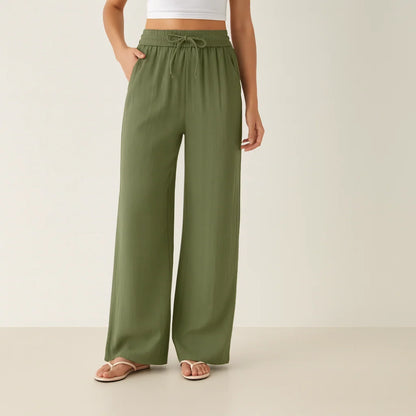 Lässige Hose mit hoher Taille und Kordelzug