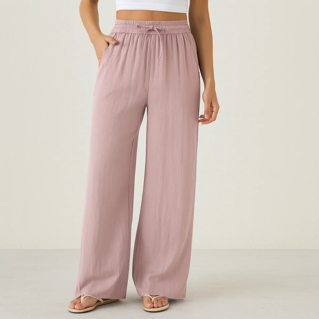 Lässige Hose mit hoher Taille und Kordelzug