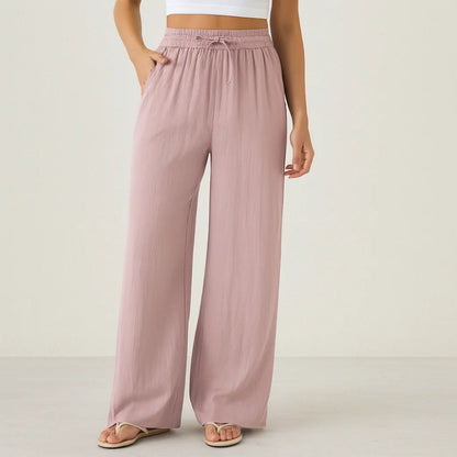 Lässige Hose mit hoher Taille und Kordelzug