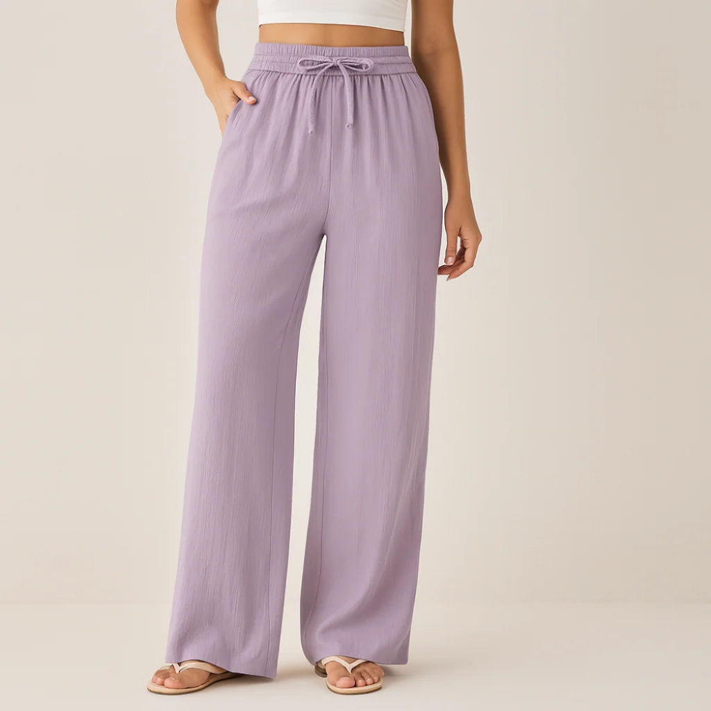 Lässige Hose mit hoher Taille und Kordelzug