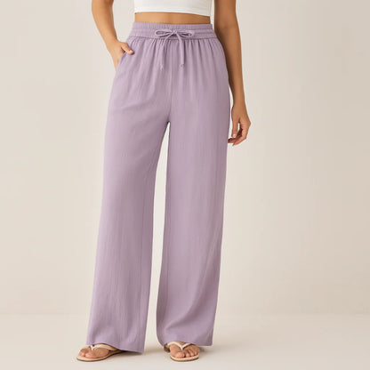 Lässige Hose mit hoher Taille und Kordelzug