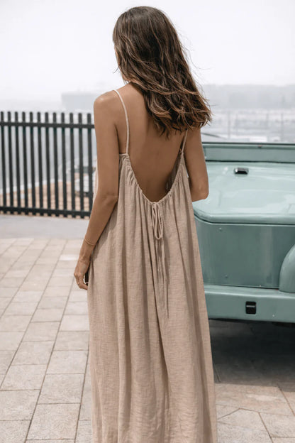 Einfarbiges rückenfreies Cami-Kleid für Damen