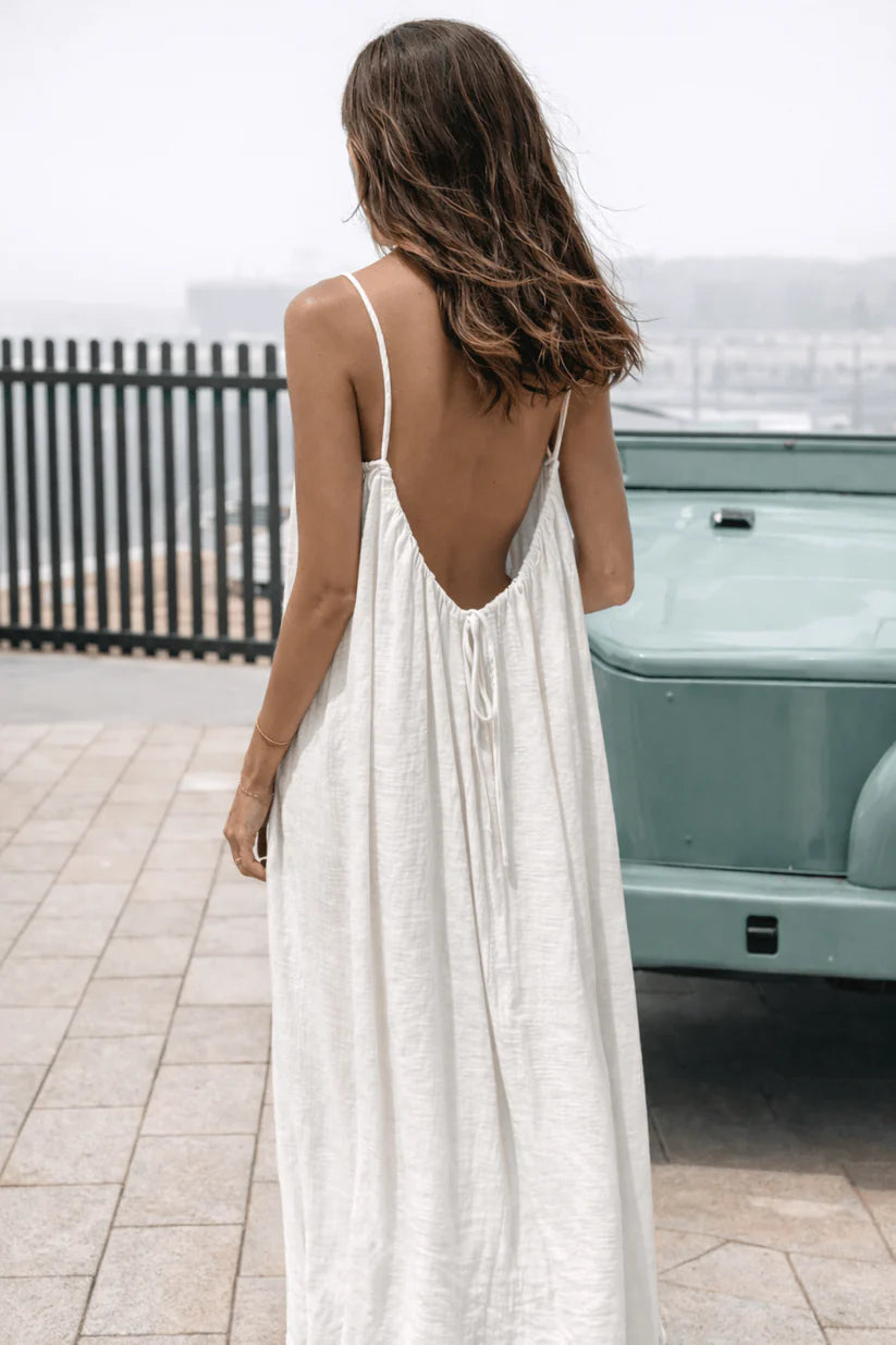 Einfarbiges rückenfreies Cami-Kleid für Damen