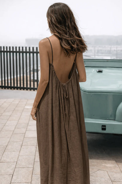 Einfarbiges rückenfreies Cami-Kleid für Damen