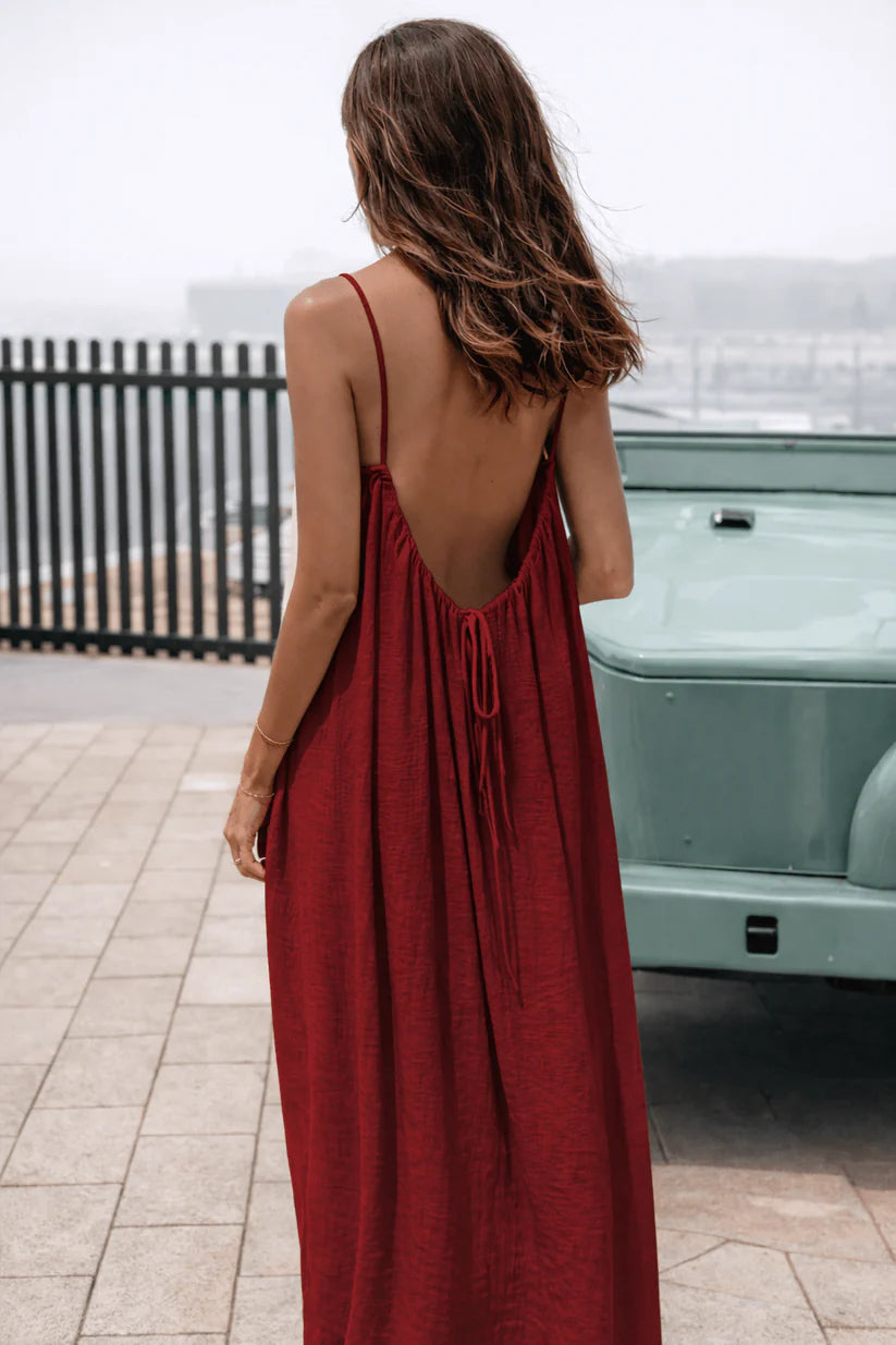 Einfarbiges rückenfreies Cami-Kleid für Damen