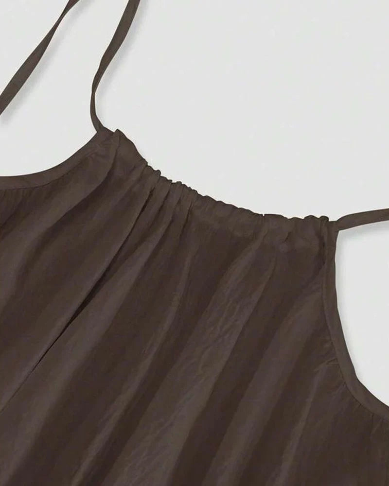 Einfarbiges rückenfreies Cami-Kleid für Damen