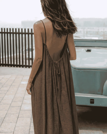 Einfarbiges rückenfreies Cami-Kleid für Damen