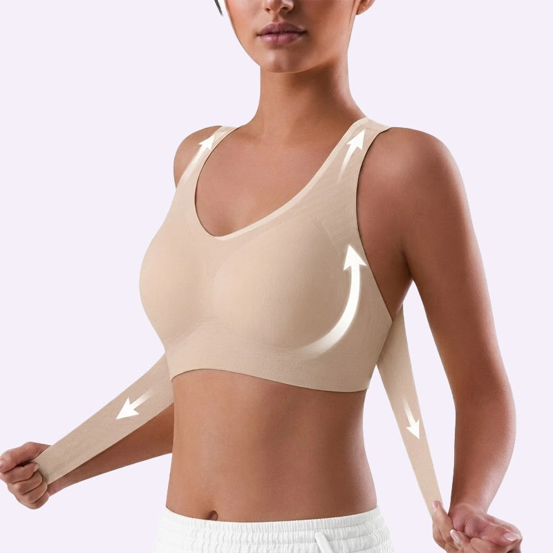Front Closure Cross-Back Wireless Posture Bra