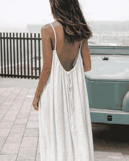 Einfarbiges rückenfreies Cami-Kleid für Damen